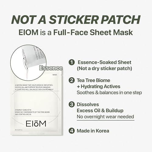 EIOM Trouble Patch Mask – Full Face Hydrocolloid Mask for Acne-Prone Skin | Hydrocolloid Face Mask Whole Face, Face Masks for Acne, Pimple Patch Face Mask, Absorbs Oil & Buildup (20ml x 4) thumbnail 2