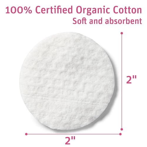 Simply Soft Premium Organic Cotton Rounds, 100 Count (Pack of 3), 100% Cotton Pads, Certified Organic, Hypoallergenic, Soft & Absorbent for Beauty, Cosmetics, Skin Care, Lint Free thumbnail 2