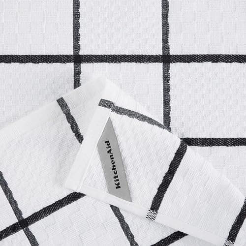 KitchenAid Quilted Cotton Terry Cloth Oven Mitt, Pot Holder, Kitchen Towel 4-Pack Set, Heat Resistant, Silicone Grip, Gift Set, Matte Black, 16"x26", 7"x13" & 7"x10" thumbnail 9