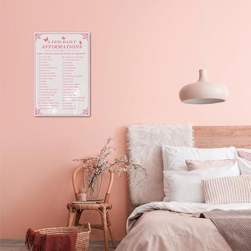 A Few Daily Affirmations Wall Art for Teen Girls - 12x8 Inch Metal Aluminum Sign, Motivational Wall Decor, Inspirational Gifts for Women, Pink Bedroom Decor thumbnail 2