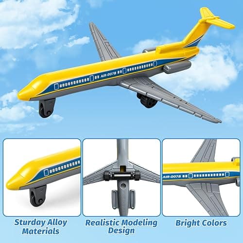 YongnKids 18 pcs Airplane Toys, Diecast Plane Toy for Boys Age 3 4 5 6 7 | Alloy Toy Aircraft Models Incl Airlines Glider, Great for Kids Birthday Party Favors Goodie Bag Stuffers,Classroom Prizes thumbnail 6