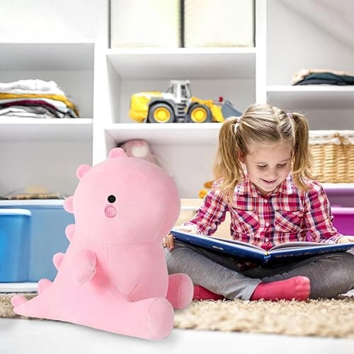 Ditucu Cute Dinosaur Stuffed Animals Toys Plush Dolls Soft Dino Plushie Birthday Gifts for Kids Girls Boys Pink 16 inch thumbnail 2