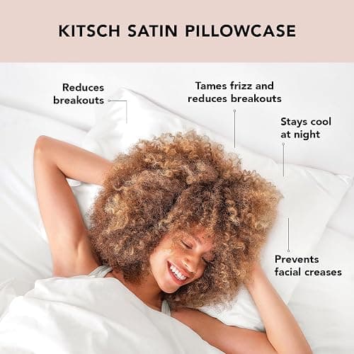 Kitsch Satin Pillowcase with Zipper for Hair & Skin, Softer Than Silk Pillow Cases Standard Size, Wrinkle-Free, Smooth and Cooling Satin Pillow Covers, 19"x26" - Ivory thumbnail 3