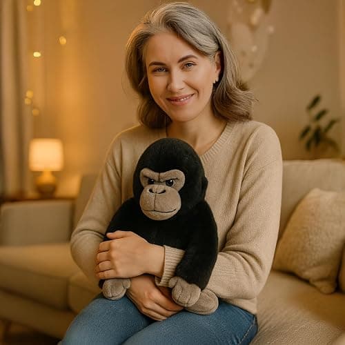 WEIGEDU Black Gorilla Stuffed Animals, Gorilla Apes Plush Toys for Boy Girl Kids Birthday, 12 inches thumbnail 8