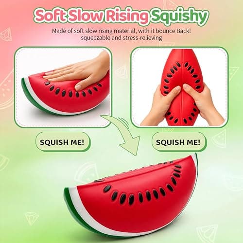Watermelon Jumbo Squishy Toy, GiantSqueeze Rising Stress Ball, Realistic Fruit Fidget for Adults thumbnail 2
