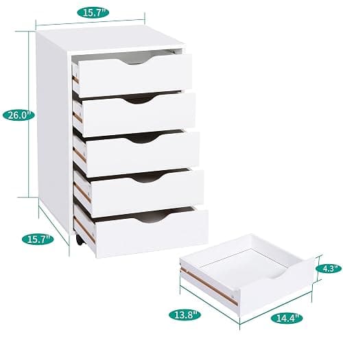 Naomi Home Office File Cabinets Wooden File Cabinets for Home Office Lateral Cabinet Wood Cabinet Mobile Mobile Storage Filing Storage Drawer White 5 Drawer thumbnail 2