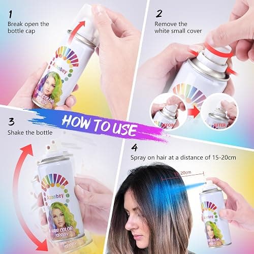 Green Hair Spray,Temporary Hair Color Spray for Women Kids Men,Washable Hairspray,Colored Hair Spray,Color Hairspray for Halloween,Party,Cosplay,Christmas Day (01#Green) thumbnail 3