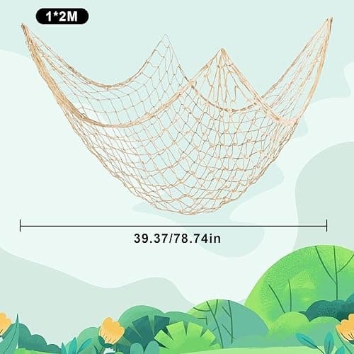 Wulitaotao 2 PCS Fish Net Decorations,80 x 40 Inch,Ocean Themed Party Decor | Fish Net for Table Decor, Nautical Wall Hanging Fishing Net for Coastal Bedroom, Bathroom, or Under The Sea Party Decorations thumbnail 3