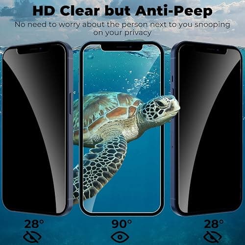 WHPXJY 2 Pack Privacy Screen Protector for iPhone 12/12 Pro 6.1 inch, Anti-Spy Screen Protector Tempered Glass Film Shatterproof/Anti-Scratch/Touch Sensitive/No Air Bubbles/Easy to Install thumbnail 3