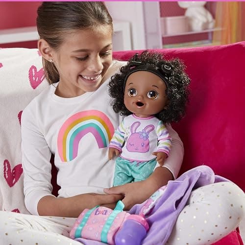 Baby Alive Bunny Sleepover Baby Doll, Bedtime-Themed 12-Inch Dolls, Sleeping Bag & Bunny-Themed Doll Accessories, Toys for 3 Year Old Girls and Boys and Up, Black Hair (Amazon Exclusive) thumbnail 5