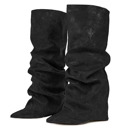 Roimaash Chunky High Heels Fold Over Boots For Women - Image 1