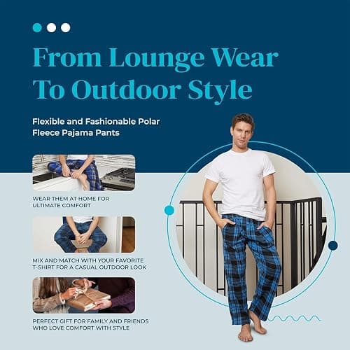 Mens buffalo red fleece pj pants w/ pockets  thumbnail 4