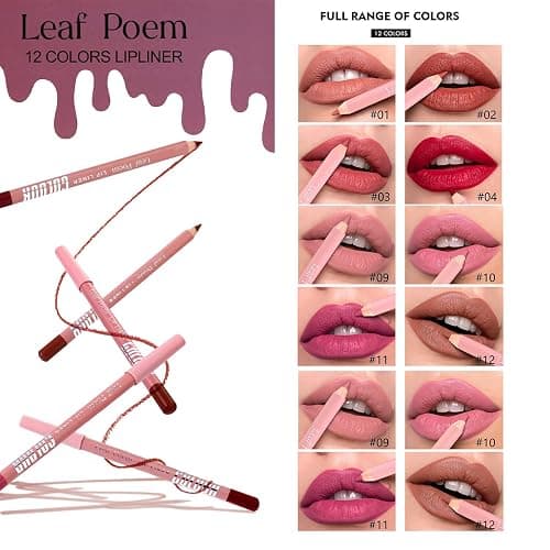 Pakivs 12Pcs Matte Lip Liner Pencil Set,Waterproof Creamy Lip Liner,High Pigmented Non-Stick Cup,Plumping Lip Definer Pencil Lipstick Set,Long-Lasting Smooth and Smudge-proof Natural Lip Pencils Gift thumbnail 2