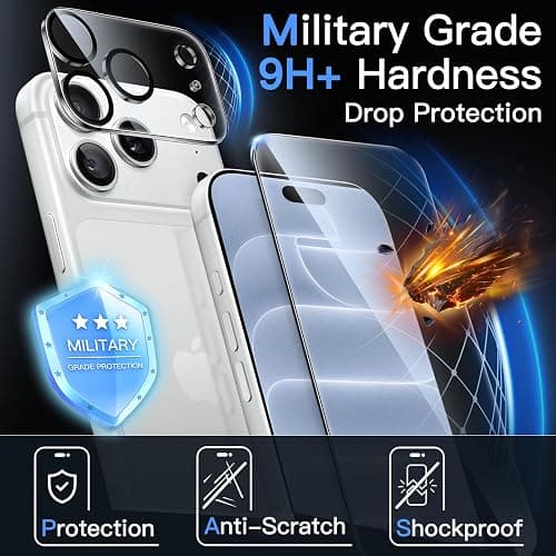 JETech 5 in 1 Clear Back Bumper Case for iPhone 18 Pro Max, Clear | Anti-Yellowing, 2 Tempered Glass Screen Protectors, 2 Camera Lens Protectors, Shockproof Protection thumbnail 5