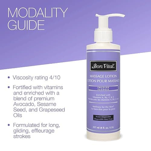 Bon Vital', Swedish Massage Lotion, 8 oz, Lightweight Professional Massage Lotion for Massage Therapy and Sports Massage, Enriched with Vitamins and Plant-Based Extracts, Unscented Formula thumbnail 5