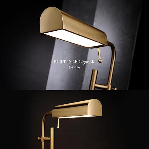 O'Bright Cedric Adjustable Pharmacy Floor Lamp - Industrial Design for Reading, Crafting, Work - 10W LED, Height 45-61 inches - Ideal for Living Room, Bedside, Office - Antique Brass (Gold) thumbnail 5