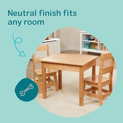 Melissa & Doug Solid Wood Kids Table and Chairs (2), Premium Quality Wooden Toddler Table and Chair Set for Kids Playroom Furniture & Montessori Classroom Furniture for Boys & Girls Ages 3+ thumbnail 5