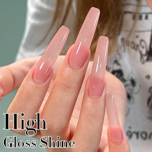 Double Rhythm Translucent Gel Polish Sheer Neutral Natural Light Milky Same Color Same Bottle 15ML Jelly Nail Polish Nail Art DIY at Home (Pink Clear-A1323) thumbnail 6