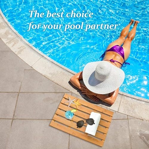 Bath Mat for Luxury Shower - Non-Slip Bamboo Sturdy Water Proof Bathroom Carpet for Indoor or Outdoor Use thumbnail 5