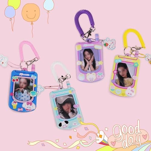 Kpop Photocard Holder with Keychain Cute Pendant 3 inch Idol Album Photo Card Sleeves ID Bus Bank Credit Card Protector for Student Kpop Fan (Green) thumbnail 7