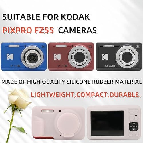 SZHSYJY Case for Kodak PIXPRO FZ55,FZ55 accessories,Soft Silicone Protective Case Removable Lens Cover,Comes with 2 Screen Protectors and 1 Wrist Strap. (Jelly Pink) thumbnail 3