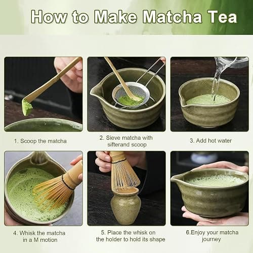 Donboly matcha set matcha besen Teeservice für die japanische TeezeremonieZum Zubehör gehören Schneebesen, Schüssel, Teebesen und Matcha-Löffel Geeignet für Matcha-Liebhaber (Adlerschnabel weiß) thumbnail 5