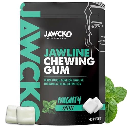 JAWCKO Ultra-tough Jawline Chewing Gum | Get a Stronger, Squarer Jawline | Mighty Mint Jaw Training Hard Gum | Chisel, Sculpt, Tone your Jaw | 15X Hardness | Facial Fitness Mewing Gum | 40 Pieces/Pack - Image 1