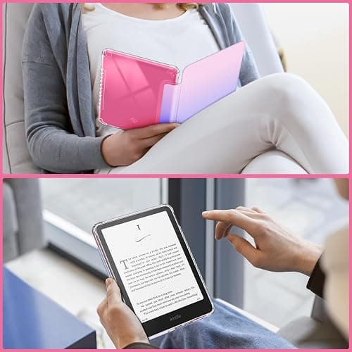 Fintie Case for 7" All-New Kindle Paperwhite (12th Generation, 2024) and Kindle Colorsoft, Ultra Clear Soft Light Transparent TPU Back Cover Auto Wake/Sleep, Fantasy Ombre thumbnail 7