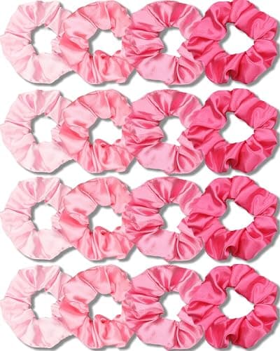 IVARYSS Satin Scrunchies for Girls, Soft Than Silk for Hair, Fashion Ties and Bands for Thin | Thick Hair Styling, 16 Pack (Multi-Pink) - Image 1