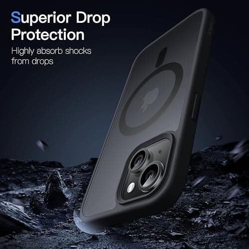 JETech Magnetic Case for iPhone 14 6.1-Inch Compatible with MagSafe, Translucent Matte Back Slim Shockproof Phone Cover (Black) thumbnail 5