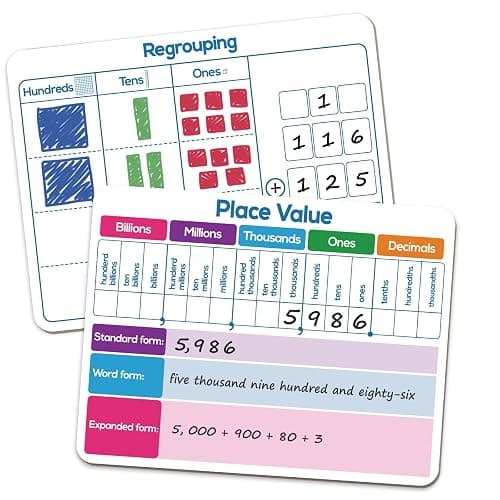 Dry Erase Place Value Whiteboard,9" x 12" Double Sided Dry Erase Boards for Kids for Teaching Place Values from Billions to Decimal Numbers,Math Manipulatives White Board for Students - Image 1