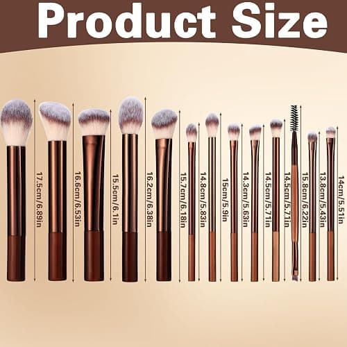 13 Pcs Makeup Brushes Set Professional Makeup Brush Set Premium Synthetic Foundation Eye Shadows Blush Powder Concealers Make Up Brushes For Women (Coffee) thumbnail 3