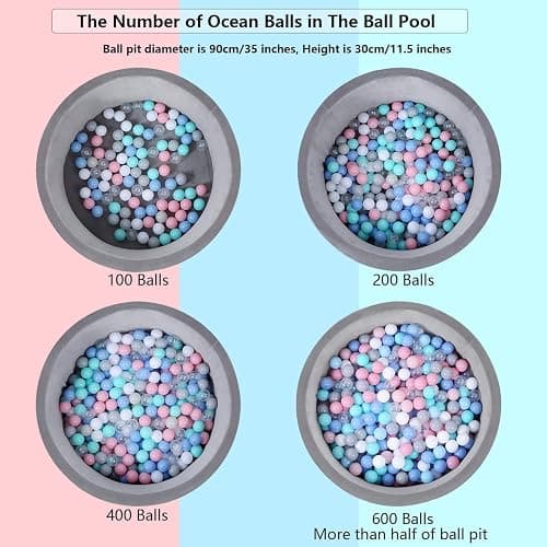 MoonxHome Ball Pit Balls for Toddlers, BPA Free Crush Proof Plastic Toy Balls for Ball Pit, Children's Pool Water Toys, Macaron Ocean Balls for Play Tent 2.15 Inch Pack of 100… thumbnail 4