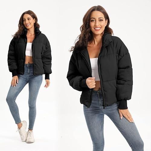 Acubozzntb Women's Puffer Jacket Long Sleeve Zip Up Warm Baggy Winter Jackets for Women thumbnail 3