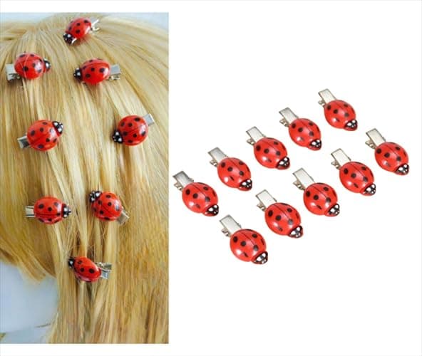 TYATVS 10 Pcs Ladybug Hair Clips Cute Lady Bug Barrettes Y2k Whimsy Twee Animal Grunge Whimsical Accessories (red) - Image 1