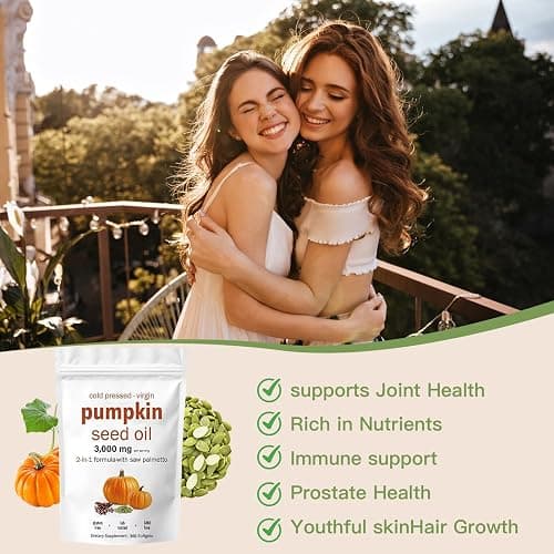 AOLBSPD Pumpkin Seed Oil Capsules with Saw Palmetto – 300 Softgels | Cold Pressed, Pure Virgin Oil | Supports Hair, Urinary, Bladder & Prostate Health | Non-GMO thumbnail 6