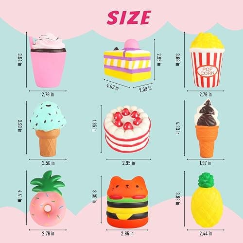 Slow Rising Jumbo Squishies Toys Set - 9 Pack Soft Kawaii Squishy Hamburger Popcorn Cake Ice Cream Donut Stress Relief Squeeze Toy for Boys and Girls thumbnail 3
