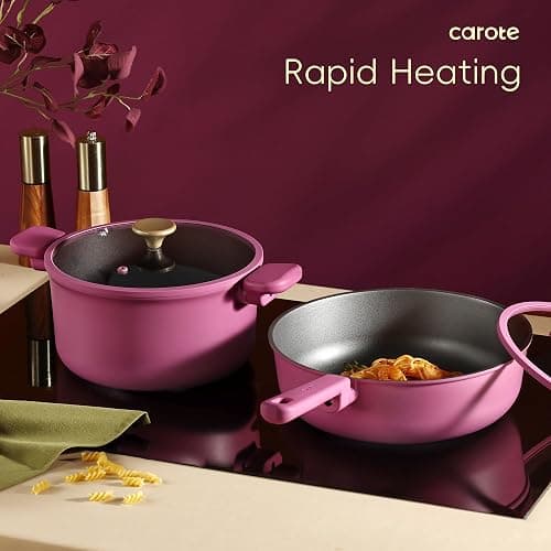 CAROTE Non Stick Pots and Pans Set, Cookware Sets Nonstick, Kitchen Cooking Set with Stay-Cool Handles,with Silicone Tools and Pot Protectors,17 Piece thumbnail 7