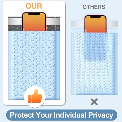 Famagic Bubble Mailers 4x8 Inch 50pc Light Blue Shipping Bags, Chic Packaging Bags For Small Business, Colored Padded Mailing Envelopes, Opaque Matte Self Seal Bubble Poly Mailers Bulk #000 thumbnail 6
