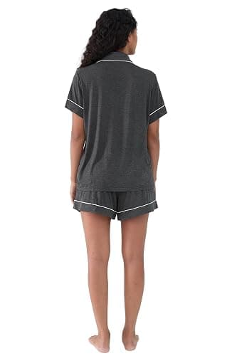 Cherrydew Women Bamboo Viscose Super Soft Comfy Summer Cooling Short Sleeve Button Down Pajama Shorts Set S-XXL thumbnail 8