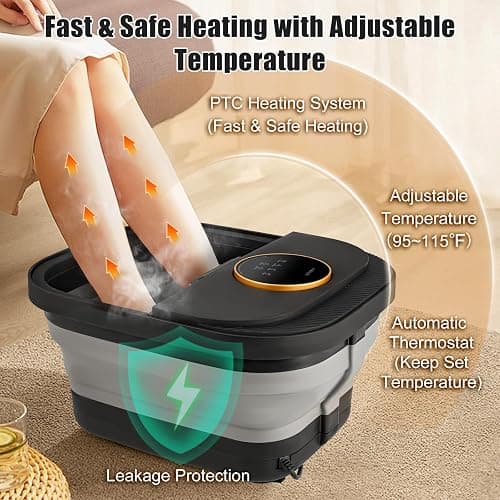 FOFOJÔY Foot Spa Bath Massager with Heat, Bubble, Temperature Control, Remote Control, Touchscreen, Pumice Stone, Pedicure Foot Spa Gift for Man Women Mother Father (Plus Size) thumbnail 3