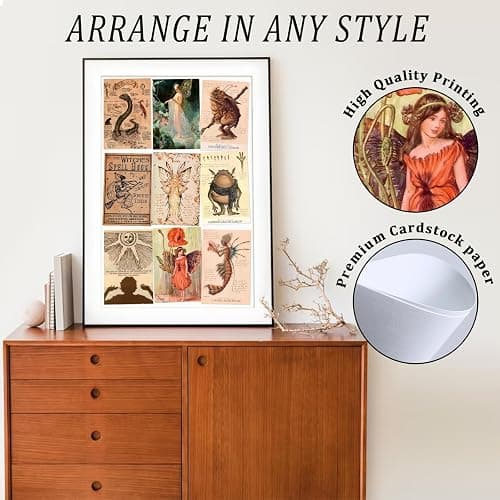 Uniro Vintage Fairycore Decor, 50pcs Fairy Room Decor Aesthetic Pictures, 4"x6" Retro Grunge Fairy Wall Collage Kit, Cottagecore Wall Decor, Goblincore Decor, Earthy Vintage Fairy Wall Art Print Mushroom Pictures for Dorm Bedroom thumbnail 6