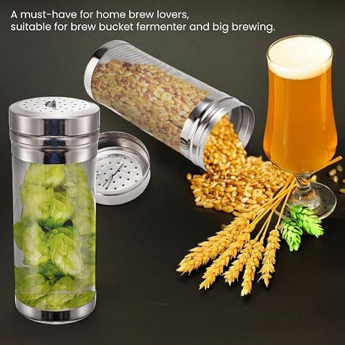 Tlence 2 Pack Beer Dry Hopper Filters, 2.8 x 7 inch 300 Micron Mesh Hop Strainer with Lid, Stainless Steel Beer Hop Spider with Nylon Bristles, Brewing Filters Straining Keg for Home Coffee Wine Juice thumbnail 5