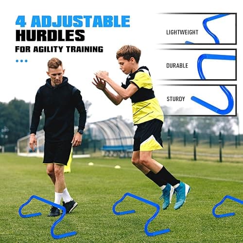 KUTIZE Soccer Training Equipment, 20ft Agility Ladder Set,12 Cones, 4 Hurdles, Parachute, Jump Rope & Carry Bag, Improves Power, Speed, Strength, Basketball Foodball Training Equipment for Youth Adult thumbnail 2