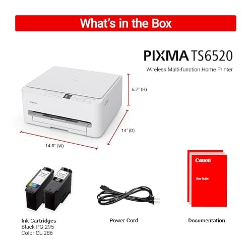 Canon PIXMA TS6520 Wireless Color Inkjet Printer Duplex Printing, White – Home Printer with Copier/Scanner, 1.42” OLED Display, Intuitive Control Panel, Compact Design thumbnail 9