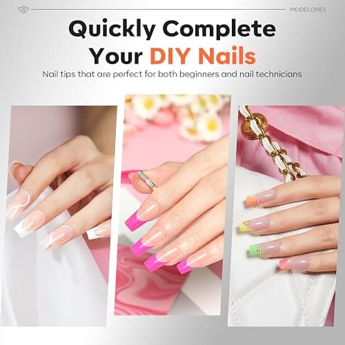 modelones Pro Luxe Instant Nail Apex Tips 15 Sizes, Medium Square Extension Gel Tips Pre-building & Pre-etched Thicker Strength Acrylic Fake Nails Full Cover 120 Pcs thumbnail 6