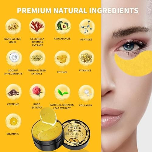 Qyiywim Under Eye Patches 70PCS, 24K Gold Eye Patches for Puffy Eyes Treatment, Under Eye Masks for Dark Circles and Puffiness, Non-Irritating Eye Mask Skincare, Eyes Bags Treatment, Eye Gel Pads thumbnail 4