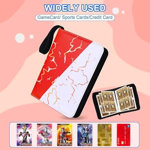 Awedsu Collectible Trading Card Albums,Collectible Trading Card Protective Sleeves,Card Binder 4-Pocket,400 Pockets Card Case Holder for TCG,Sports Card. (Red Blue) thumbnail 4