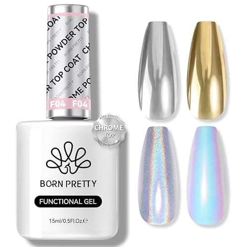 Born Pretty Top Coat Gel U V für Chrom-Nagelpuder 15ML - Metallic U V Nagellack Shiny Lang Anhaltendes Überlack Soak-Off U V/LED Nagellack Gel Geschenk für Nagelstudio DIY Home - Image 1
