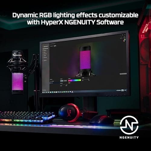 HyperX QuadCast S – RGB USB Condenser Microphone for PC, PS5, Mac, Anti-Vibration Shock Mount, 4 Polar Patterns, Pop Filter, Gain Control, Gaming, Streaming, Podcasts, Twitch, YouTube, Discord – White - Microphone - White thumbnail 9